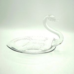 Duncan Miller Pall Mall Clear Blown Art Glass Swan Dish Bowl Vintage